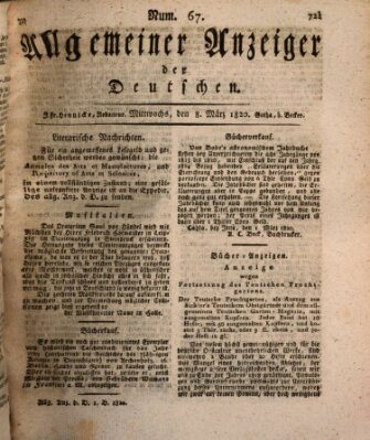 Allgemeiner Anzeiger der Deutschen Mittwoch 8. März 1820