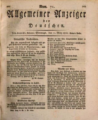 Allgemeiner Anzeiger der Deutschen Sonntag 12. März 1820