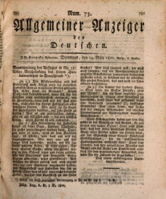 Allgemeiner Anzeiger der Deutschen Dienstag 14. März 1820