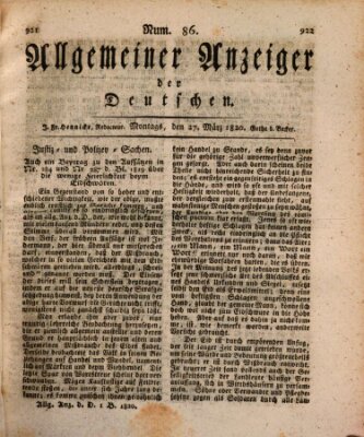 Allgemeiner Anzeiger der Deutschen Montag 27. März 1820