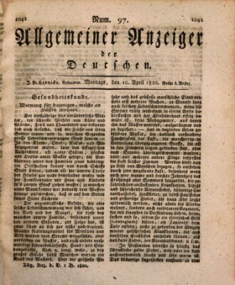 Allgemeiner Anzeiger der Deutschen Montag 10. April 1820