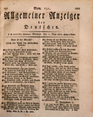 Allgemeiner Anzeiger der Deutschen Montag 15. Mai 1820