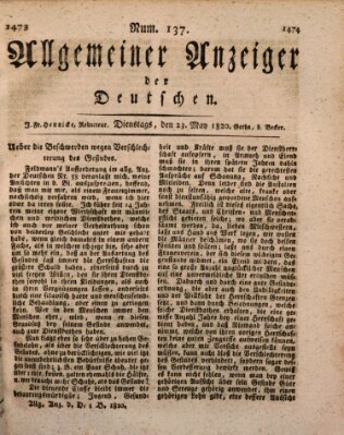 Allgemeiner Anzeiger der Deutschen Dienstag 23. Mai 1820