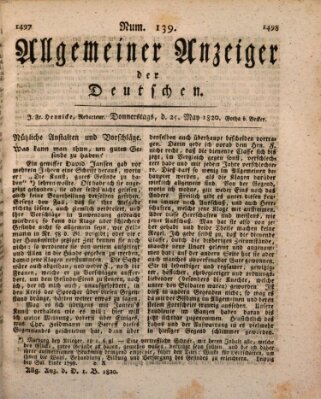 Allgemeiner Anzeiger der Deutschen Donnerstag 25. Mai 1820