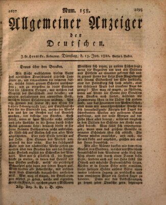 Allgemeiner Anzeiger der Deutschen Dienstag 13. Juni 1820