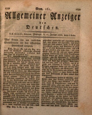 Allgemeiner Anzeiger der Deutschen Freitag 16. Juni 1820