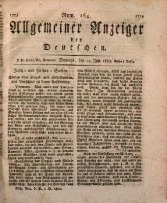 Allgemeiner Anzeiger der Deutschen Montag 19. Juni 1820