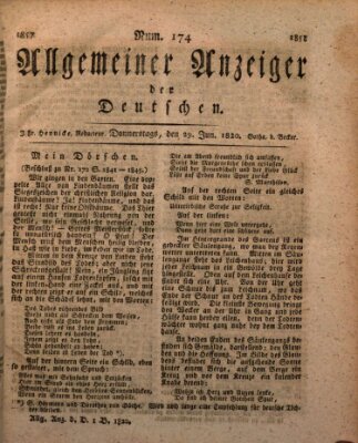 Allgemeiner Anzeiger der Deutschen Donnerstag 29. Juni 1820