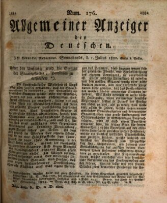 Allgemeiner Anzeiger der Deutschen Samstag 1. Juli 1820