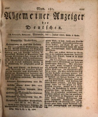 Allgemeiner Anzeiger der Deutschen Mittwoch 5. Juli 1820