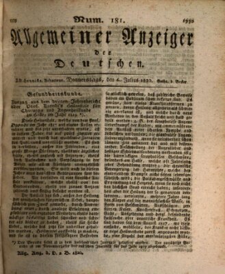 Allgemeiner Anzeiger der Deutschen Donnerstag 6. Juli 1820