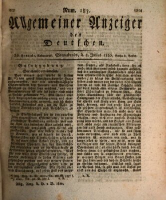 Allgemeiner Anzeiger der Deutschen Samstag 8. Juli 1820