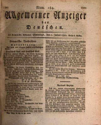 Allgemeiner Anzeiger der Deutschen Sonntag 9. Juli 1820