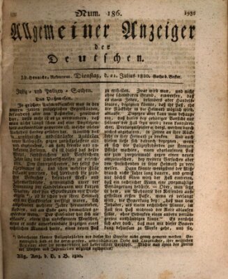 Allgemeiner Anzeiger der Deutschen Dienstag 11. Juli 1820