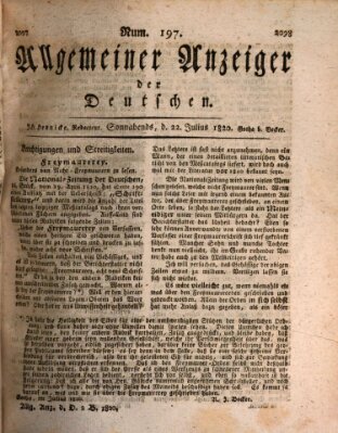 Allgemeiner Anzeiger der Deutschen Samstag 22. Juli 1820