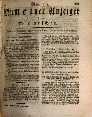 Allgemeiner Anzeiger der Deutschen Sonntag 30. Juli 1820