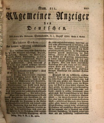 Allgemeiner Anzeiger der Deutschen Samstag 5. August 1820