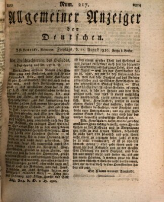 Allgemeiner Anzeiger der Deutschen Freitag 11. August 1820