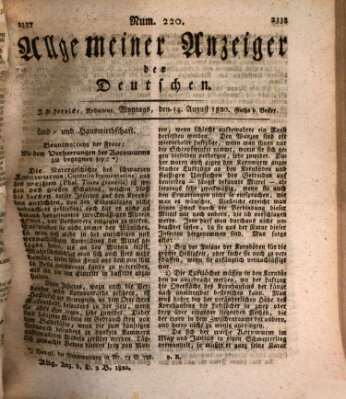 Allgemeiner Anzeiger der Deutschen Montag 14. August 1820