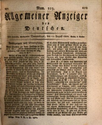 Allgemeiner Anzeiger der Deutschen Donnerstag 17. August 1820