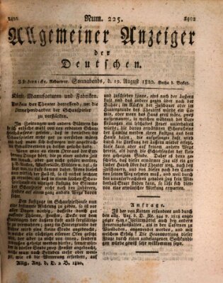 Allgemeiner Anzeiger der Deutschen Samstag 19. August 1820