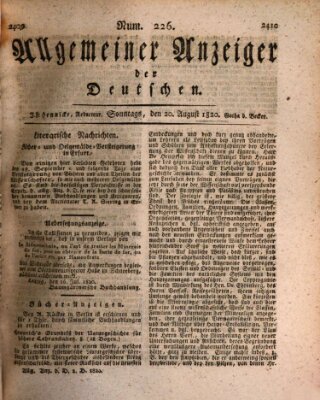 Allgemeiner Anzeiger der Deutschen Sonntag 20. August 1820