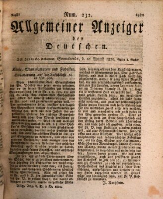 Allgemeiner Anzeiger der Deutschen Samstag 26. August 1820
