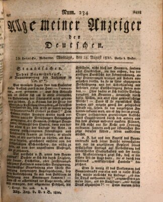 Allgemeiner Anzeiger der Deutschen Montag 28. August 1820