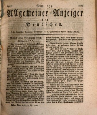 Allgemeiner Anzeiger der Deutschen Freitag 1. September 1820