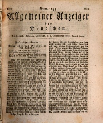 Allgemeiner Anzeiger der Deutschen Freitag 8. September 1820