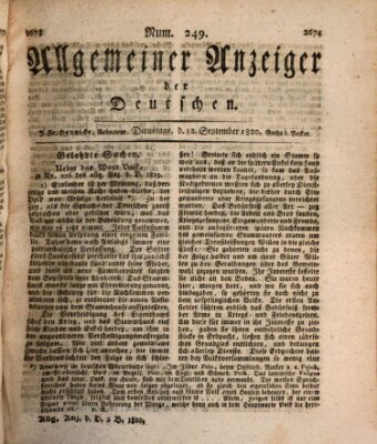 Allgemeiner Anzeiger der Deutschen Dienstag 12. September 1820