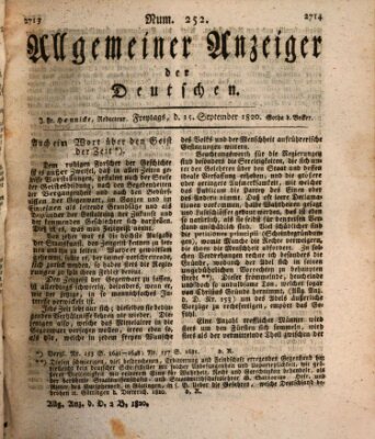 Allgemeiner Anzeiger der Deutschen Freitag 15. September 1820