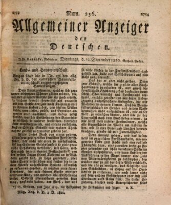 Allgemeiner Anzeiger der Deutschen Dienstag 19. September 1820