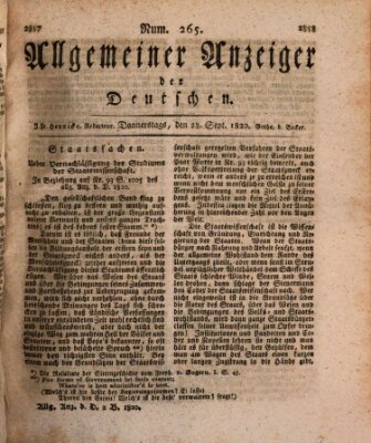 Allgemeiner Anzeiger der Deutschen Donnerstag 28. September 1820