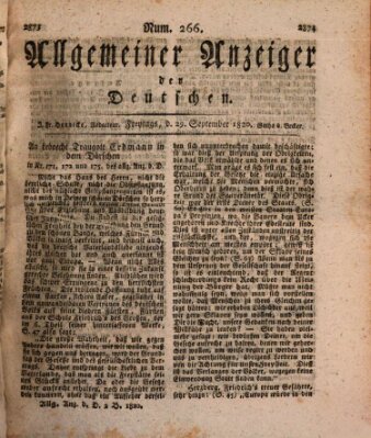 Allgemeiner Anzeiger der Deutschen Freitag 29. September 1820