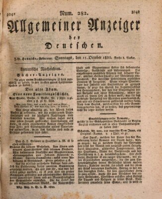 Allgemeiner Anzeiger der Deutschen Sonntag 15. Oktober 1820