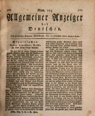 Allgemeiner Anzeiger der Deutschen Dienstag 17. Oktober 1820