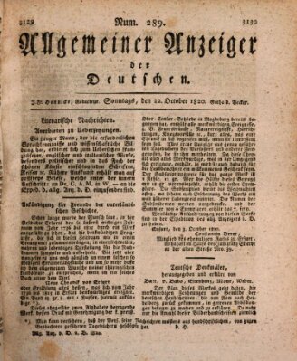 Allgemeiner Anzeiger der Deutschen Sonntag 22. Oktober 1820