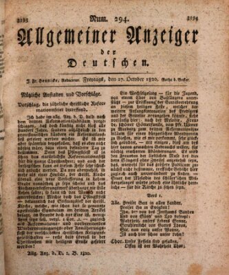 Allgemeiner Anzeiger der Deutschen Freitag 27. Oktober 1820