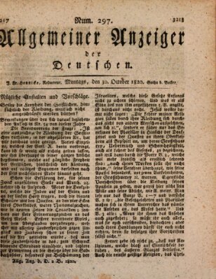 Allgemeiner Anzeiger der Deutschen Montag 30. Oktober 1820