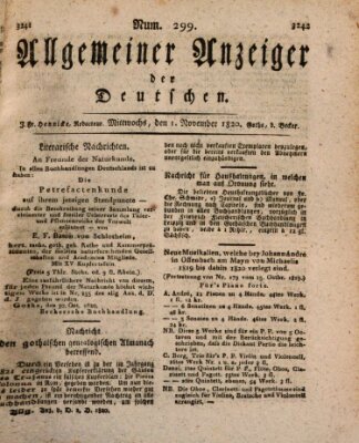 Allgemeiner Anzeiger der Deutschen Mittwoch 1. November 1820