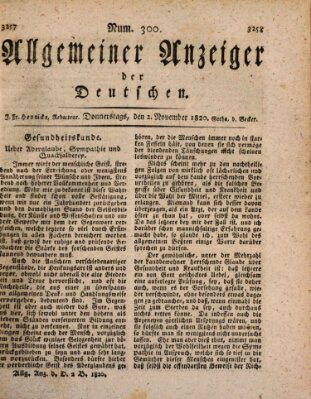 Allgemeiner Anzeiger der Deutschen Donnerstag 2. November 1820