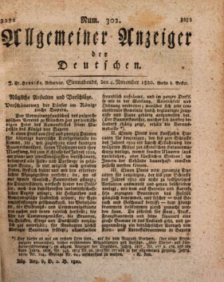 Allgemeiner Anzeiger der Deutschen Samstag 4. November 1820