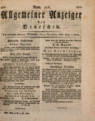 Allgemeiner Anzeiger der Deutschen Mittwoch 8. November 1820