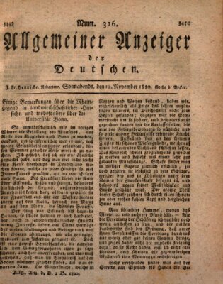 Allgemeiner Anzeiger der Deutschen Samstag 18. November 1820