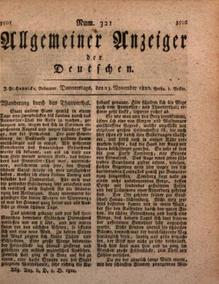 Allgemeiner Anzeiger der Deutschen Donnerstag 23. November 1820