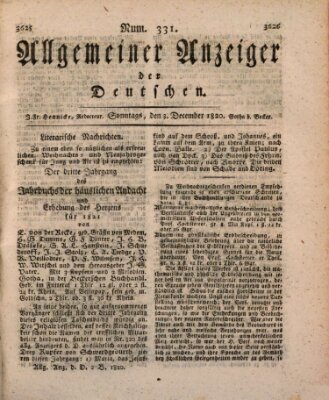 Allgemeiner Anzeiger der Deutschen Sonntag 3. Dezember 1820