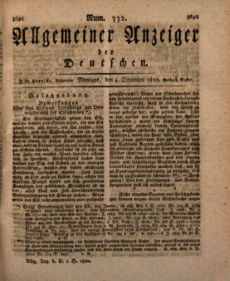 Allgemeiner Anzeiger der Deutschen Montag 4. Dezember 1820