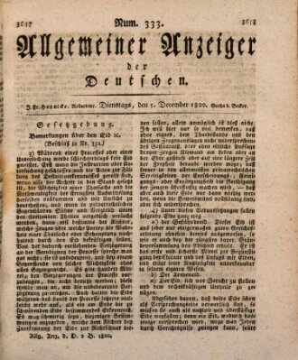 Allgemeiner Anzeiger der Deutschen Dienstag 5. Dezember 1820