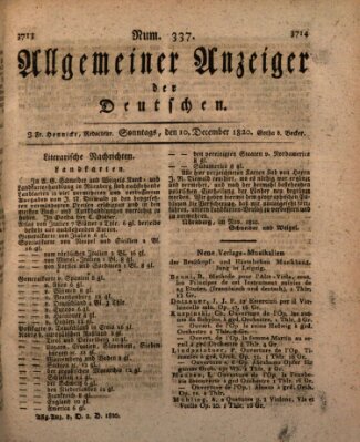 Allgemeiner Anzeiger der Deutschen Sonntag 10. Dezember 1820